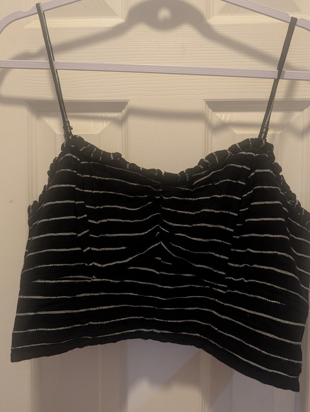 American Eagle Outfitters Black and White Striped Crop Cami